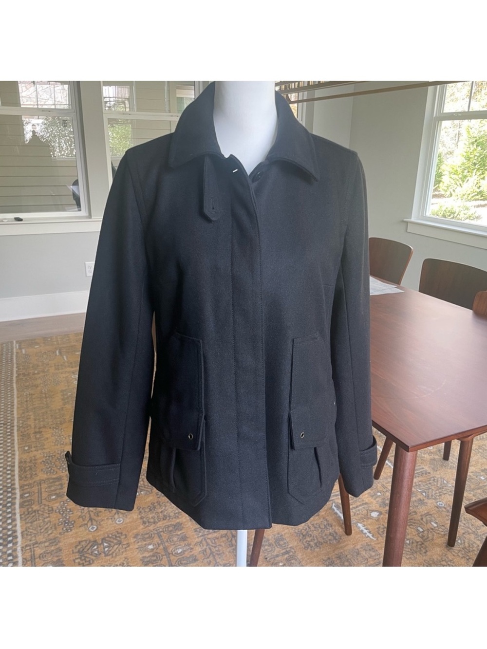 J.Crew Wool Black 4 Pocket Coat